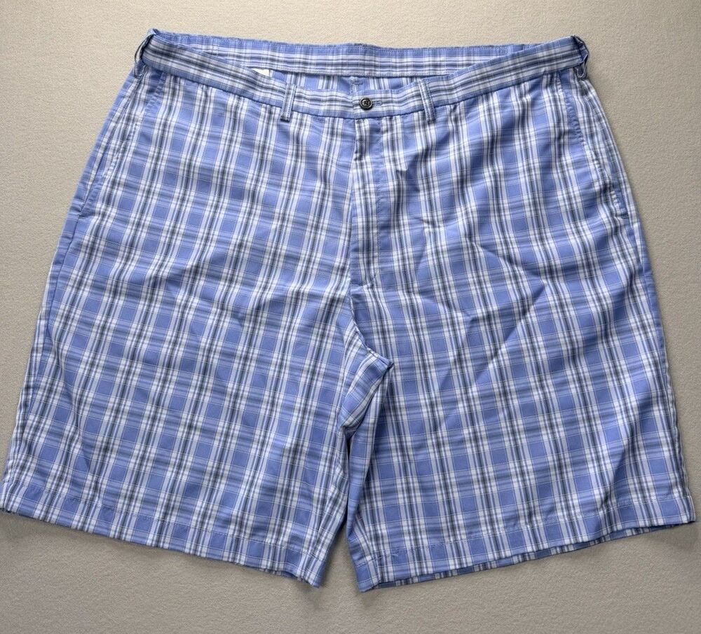 Haggar Men’s Plaid Golf Shorts Size 42 Blue Performance Polyester Casual